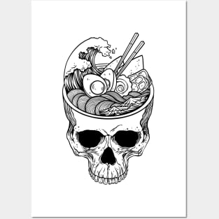 Kawaii Japanese Anime Skeleton Ramen Halloween Posters and Art